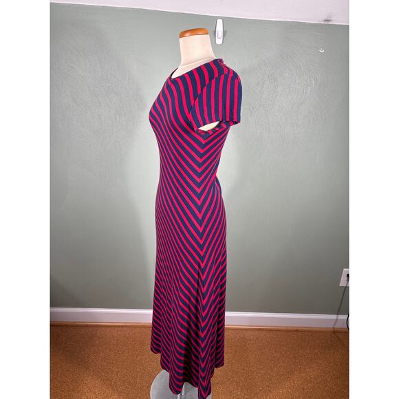 Vineyard Vines Dress Women Size Medium Diagonal Stripe Casual Stretch Midi Dress - Picture 3 of 11